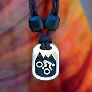 Mountain Biker Pewter Sports Pendant