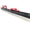a black and red plastic blade on a white background
