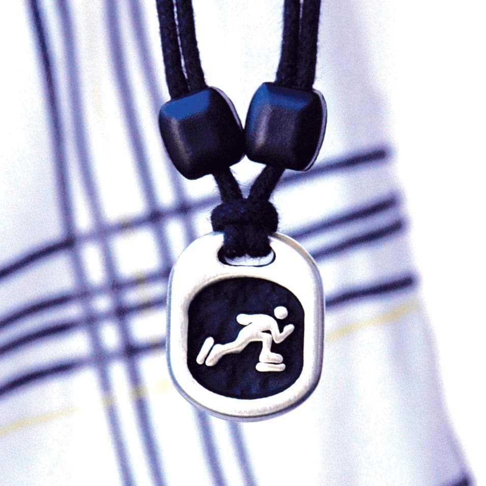 Speed Skater Pendant Pewter Canadian Made By Zt Sports