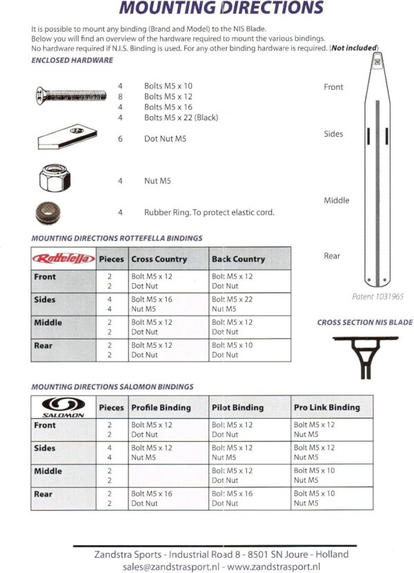 ZANDSTRA NIS Nordic Blades